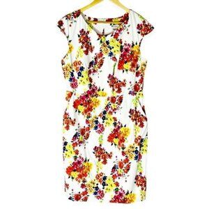 Peter Nygard‎ Collection Womens Floral Sheath Dress 14 Colorful Summer Artsy